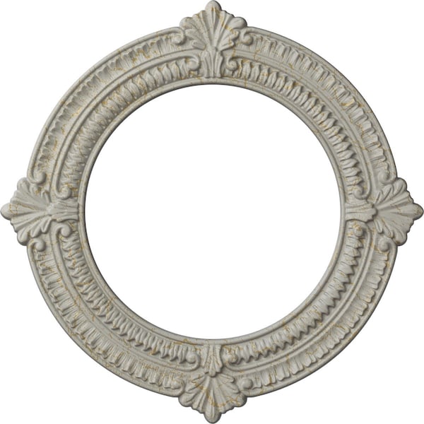 Ekena Millwork Benson Ceiling Medallion (Fits Canopies up to 8"), 13 1/8"OD x 8"ID x 5/8"P, Pot of Cream Crackle CM13BNPCC - main